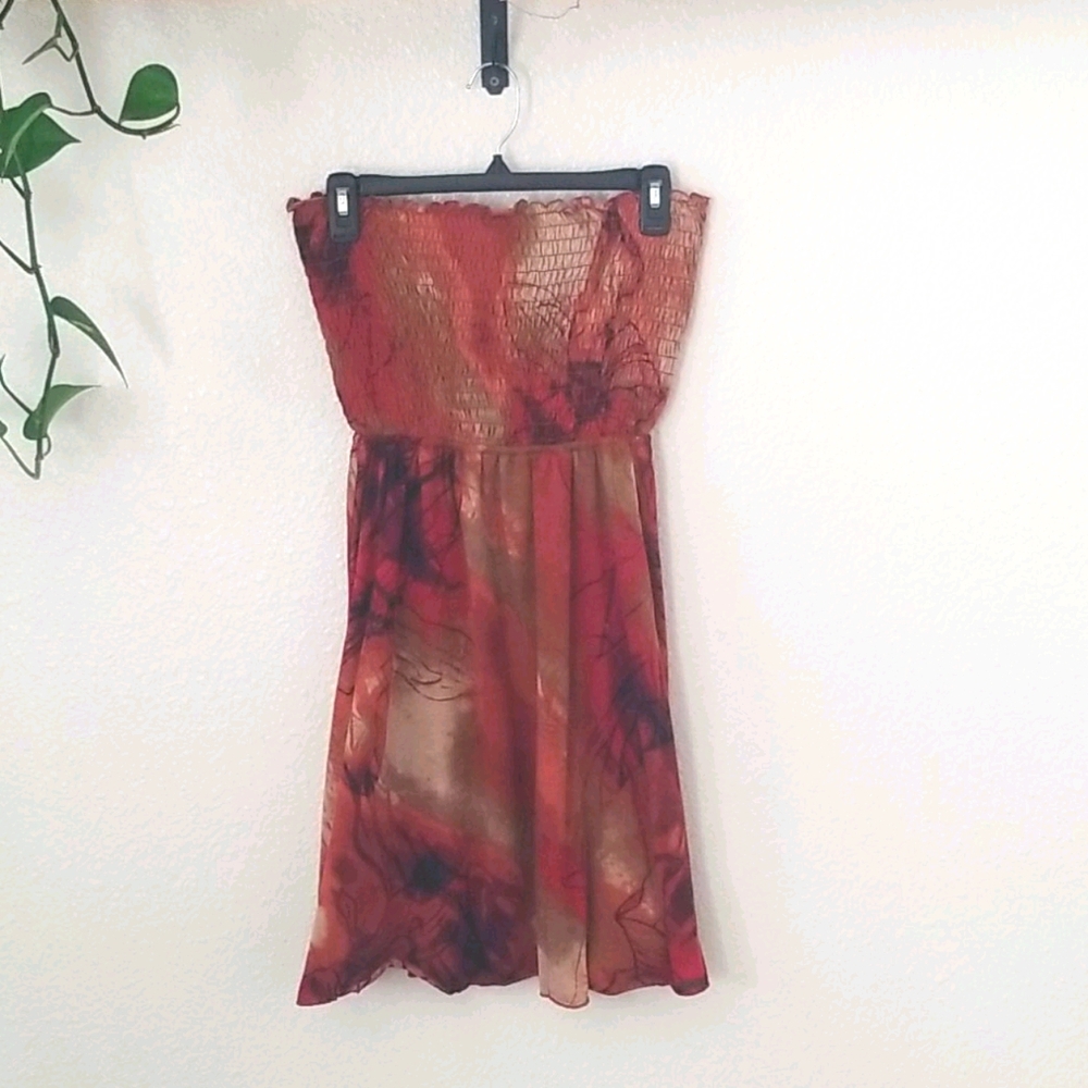 Strapless red sun dress